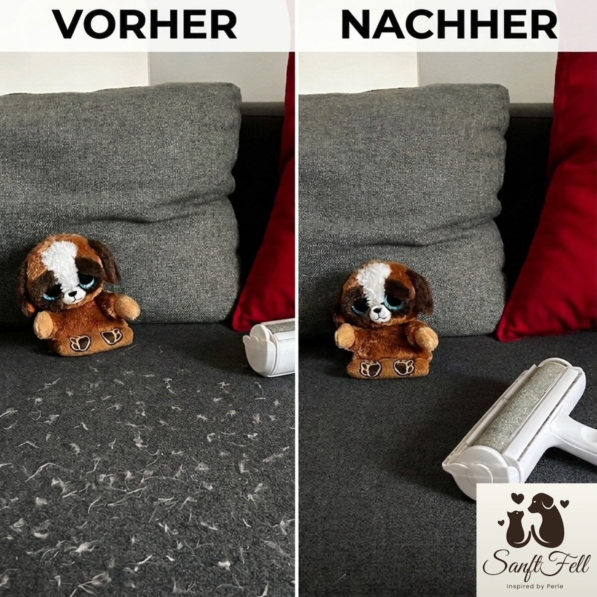 SanftFell Tierhaar-Entferner für Sofa, Teppiche & Autositze – Wiederverwendbar